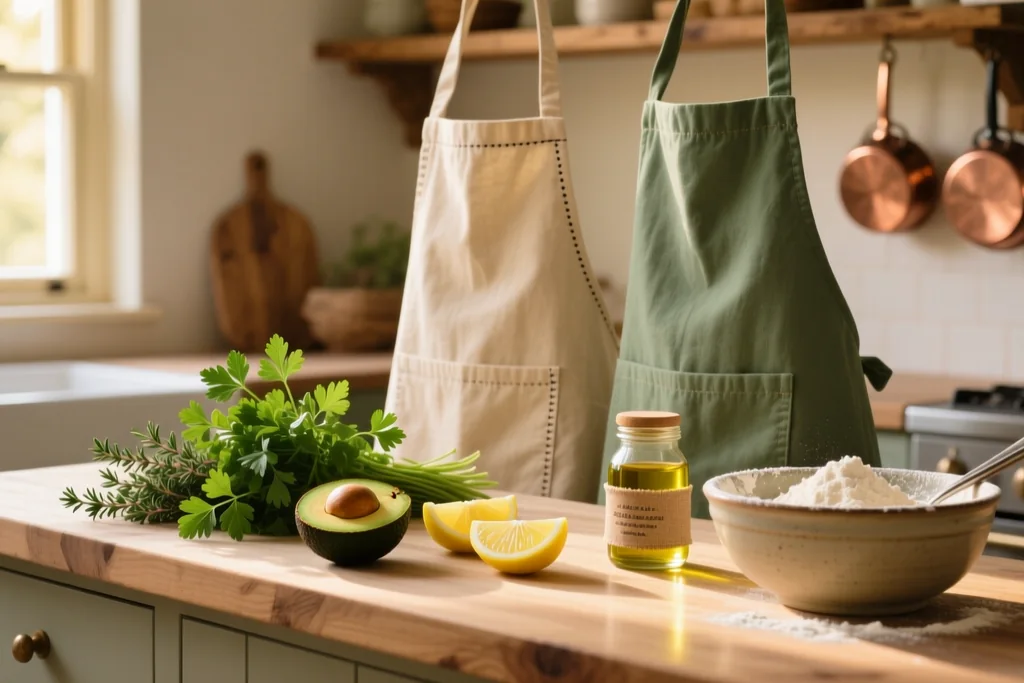 Dos platos sencillos y dos copas sobre una mesa preparada en casa