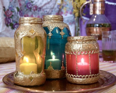 votivos o linternas marroquies con fracos de vidrio reciclados manualidades decoracion5
